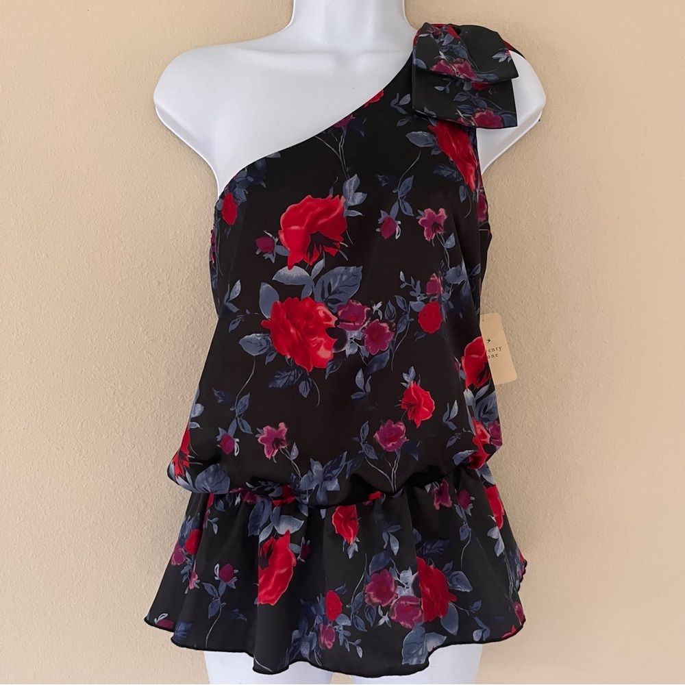 Vintage Y2K NWT Forever 21 Womens Satin Peplum Top Small Floral Dark Romantic